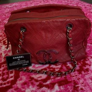 Chanel Brick Red Quilted Leather Handbag Bag Purse
